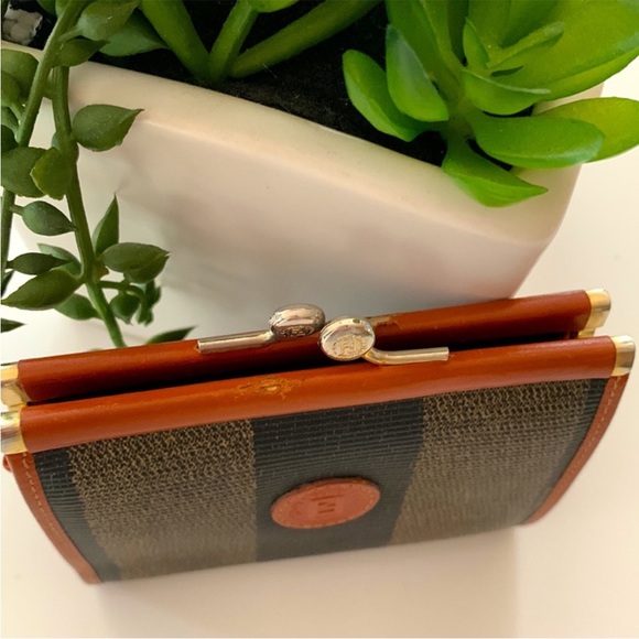 Fendi Pequín Brown and Black Stripes Coin Wallet - Picture 2 of 6